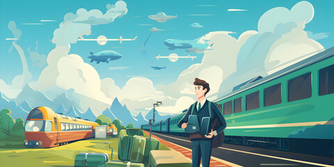 Fototapeta premium Traveling time concept illustration background 