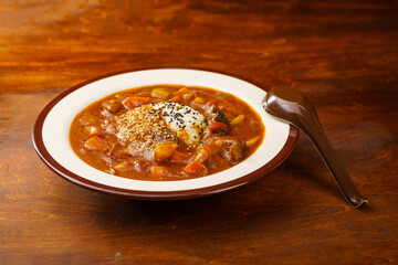 Special fast food curry rib rice and ingredients