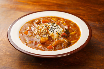 Special fast food curry rib rice and ingredients