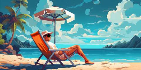 Summer beach vacation poster background 