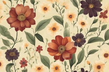Vintage background with flowers. Generative AI