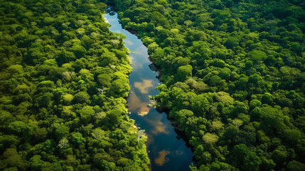 Aerial View of the Amazon Rainforest. South American
