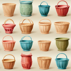 Baskets retro colorful repeat pattern