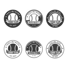Badges set of baseball team. Baseball logo, emblem set collection, design template on light background