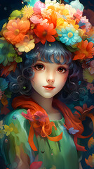 Colorful vibrant wallpaper of cute girl