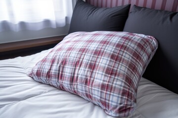 the untouched pillow on one side of the bed