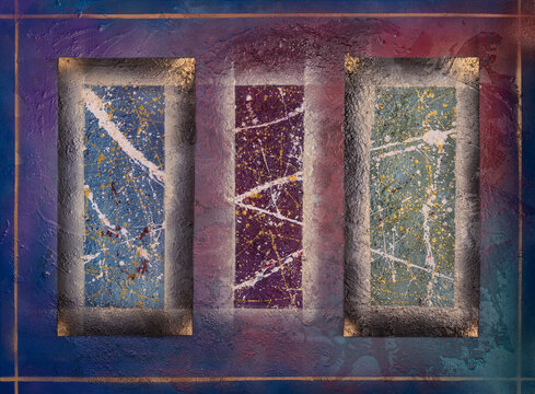 Painting of Triptych of Textured Elegance