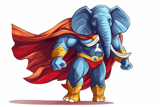vector illustration design of the superhero character of an elephant