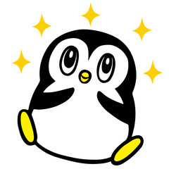 かわいいシンプルペンギン　嬉しい感激ポーズ(キラキラ付)