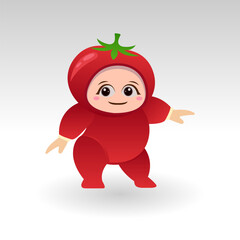 Vector Tomato fruit kawaii cartoon character vector funny Tomato fruit kawaii illustration
