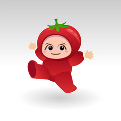 Vector Tomato fruit kawaii cartoon character vector funny Tomato fruit kawaii illustration
