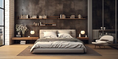 a bedroom that is simple and has a luxurious impression