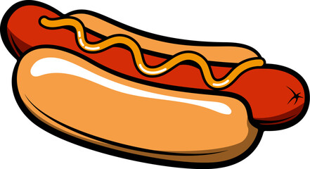 Hot dogs. Hot dog in retro style with fire isolated on white background. Fast food. Design element for logo, label, emblem, sign. Vector illustration.
