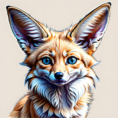 Obraz premium Realistic Desert Fox in Pastels: A Mirage of Beauty.(Generative AI)