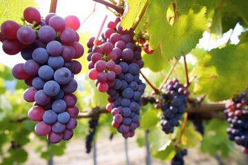 bunches of grapes on vine