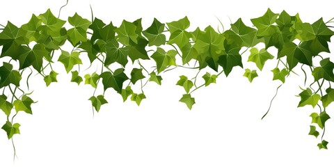 Green ivy grow vine wall isolated climbing plants with leaves hanging branches growing foliage - obrazy, fototapety, plakaty