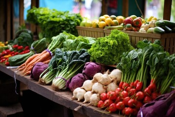 farmers market stall loaded with organic vegetables - obrazy, fototapety, plakaty