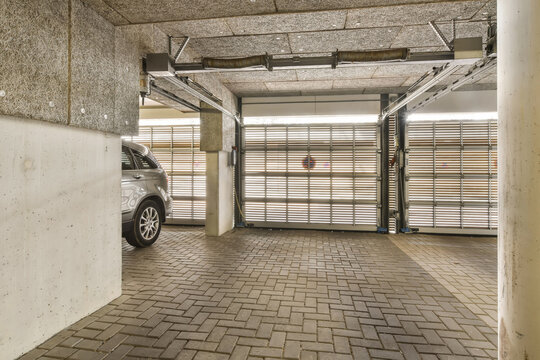 Car parked in underground parking lot
