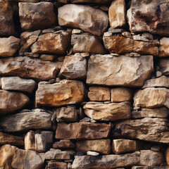 Fototapeta premium Stone wall, brick mansory cartoon repeat pattern rough textured tile