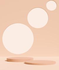 Empty round podium, modern pedestal and platform, stand stage, cylinder, round empty stages and podium 3d template for product presentation