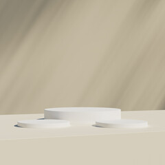 Empty round podium, modern pedestal and platform, stand stage, cylinder, round empty stages and podium 3d template for product presentation