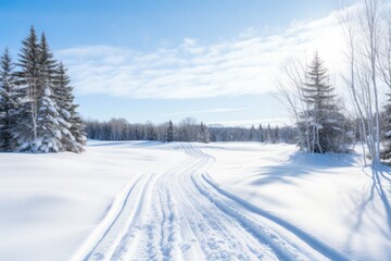 Fototapeta na wymiar nature scene with cross country ski tracks