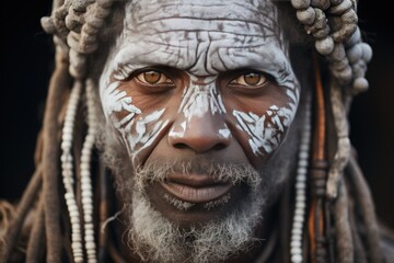 Fototapeta premium Colorful make-up of the Suri tribe Omo Valley Ethiopia