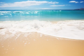 Fototapeta na wymiar ocean waves lapping a clean sandy beach