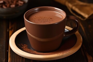 Obraz na płótnie Canvas cropped coaster under a steaming cup of hot chocolate