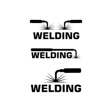 welding logo design, vector, symbol, welding logo silhouette, premium logo, holding, welding mask, machine,