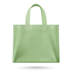 Green Cotton Eco-bag for Retail and Shopping, featuring handles. Perfect for retail and shopping purposes. Isolated on a white background