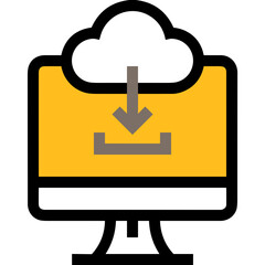 Cloud storage icon symbol vector image. Illustration of the database server hosting cloud system digital design image