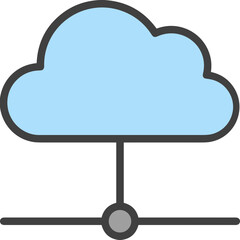 Cloud storage icon symbol vector image. Illustration of the database server hosting cloud system digital design image