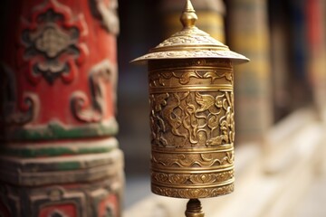 a prayer wheel rotating in the wind