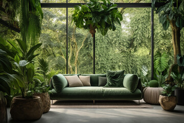 nature living room, Generative AI