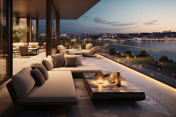 Fototapeta premium living room outside, Generative AI