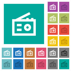 Retro radio square flat multi colored icons