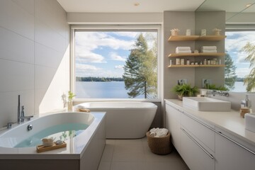 bathroom interior design of home near lake mountain
