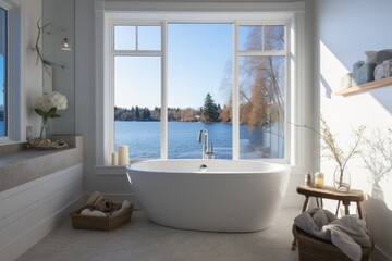 bathroom interior design of home near lake mountain