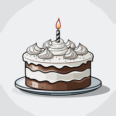 Birthday cake hand-drawn comic illustration. Birthday cake. Vector doodle style cartoon illustration
