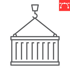 Container line icon, logistic and shipping service, cargo container vector icon, vector graphics, editable stroke outline sign, eps 10.