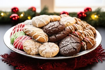 Fototapeta na wymiar variety of homemade holiday cookies on a platter