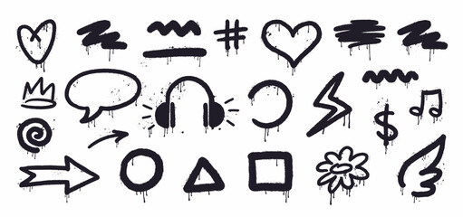 Vector collection of graffiti-style symbols. Hand-drawn doodles.