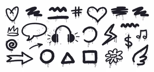 Poster Vector collection of graffiti-style symbols. Hand-drawn doodles. © Abundzu