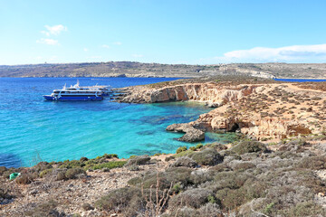 landscape Blue Lagoon - Comino island Malta - obrazy, fototapety, plakaty
