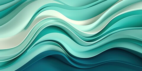 A hypnotic interweaving of mint green and seafoam blue abstract shape - obrazy, fototapety, plakaty