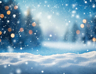 Fototapeta na wymiar Winter's Snowy Canvas Christmas Background with Copy Space