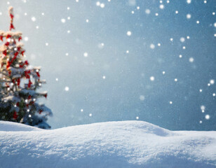 Naklejka na ściany i meble Winter's Snowy Canvas Christmas Background with Copy Space