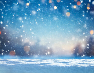Fototapeta na wymiar Winter's Snowy Canvas Christmas Background with Copy Space