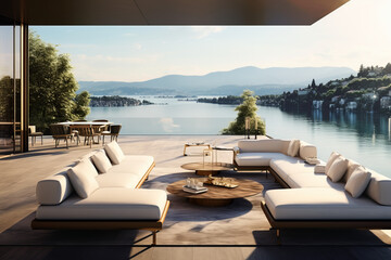 Fototapeta premium living room outside, Generative AI